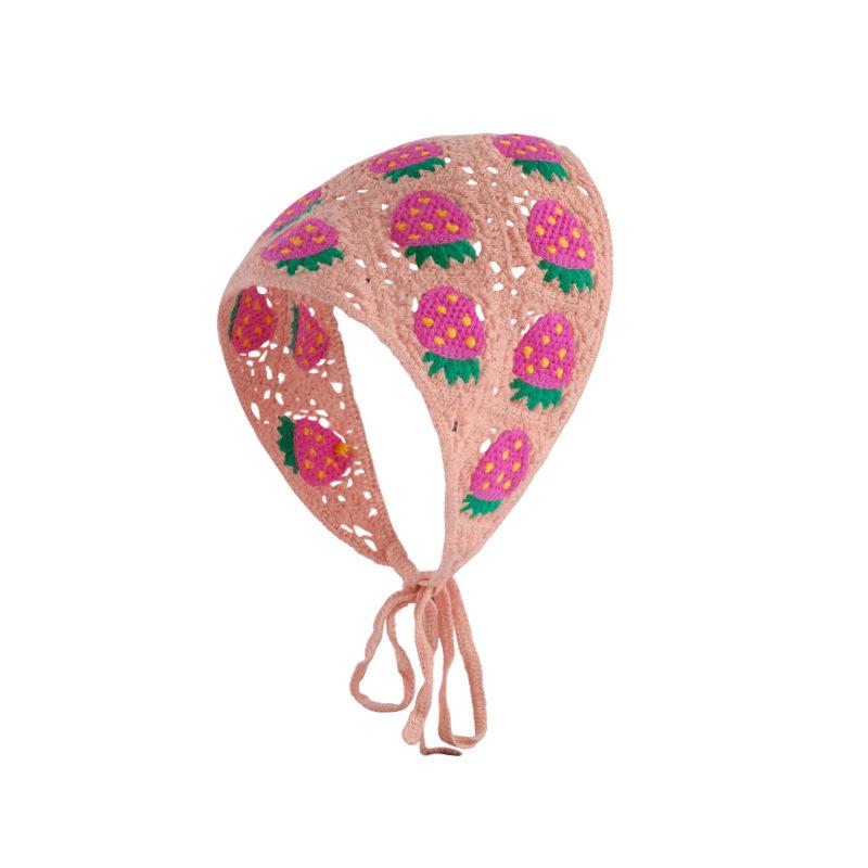 Headscarf summer women's pastoral triangle scarf literary retro crochet triangle scarf hat Y2K hot girl girl children hollow bud