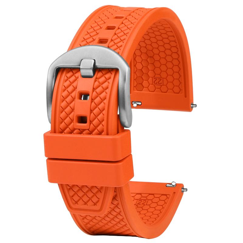 20mm 22mm Premium-Grade Fluororubber Watch Strap For Seiko IWC Rolex Casio Waffle Strap Universal Men Diver Sports Watch Band