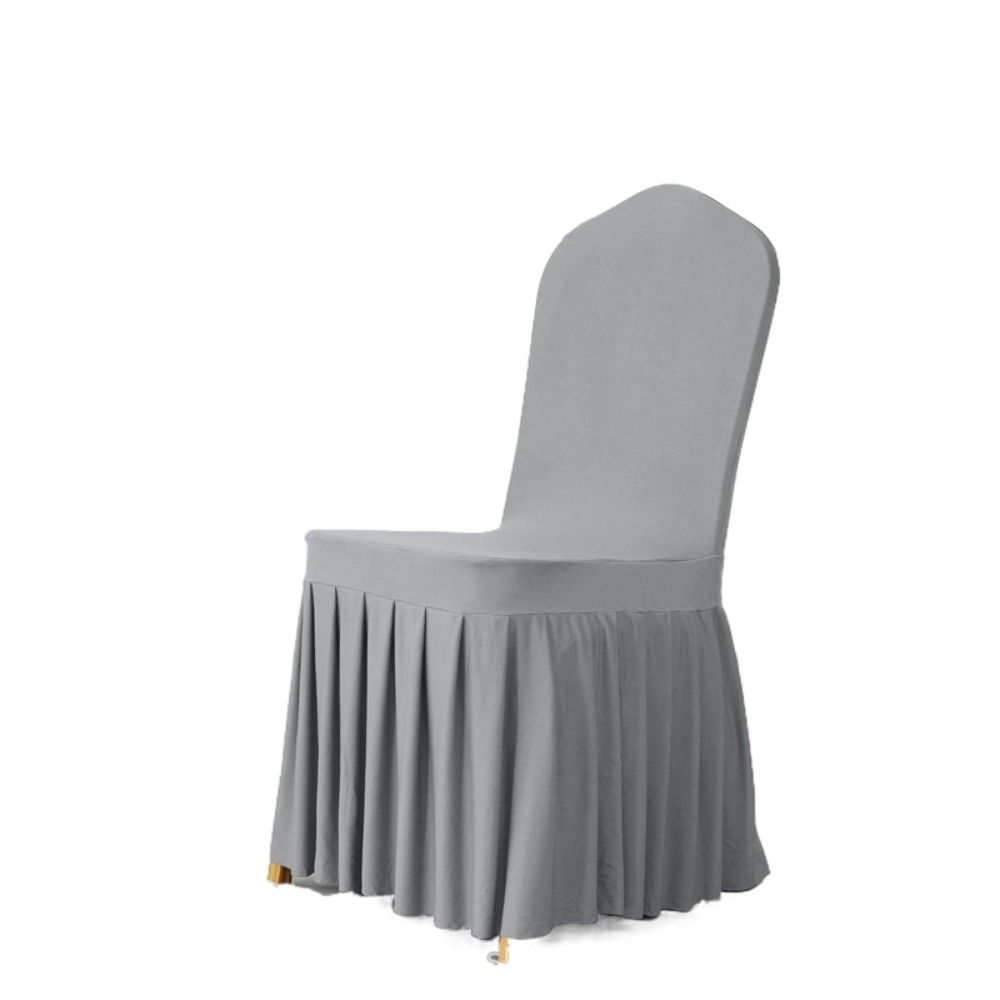 

Soft Pleated Skirt Chair Covers Stretchy Chair Protective Case Seat Cover Wedding Party серый