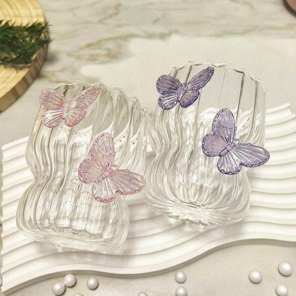 Ecarla Glass With Wavy Walls Butterfly Pink 260Ml Szk161