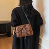New Solid Color PU Bow Decorati Shoulder Bags  Sweet Small Square Bags  Sale Exquisite Youth Women's Crossbody Bags