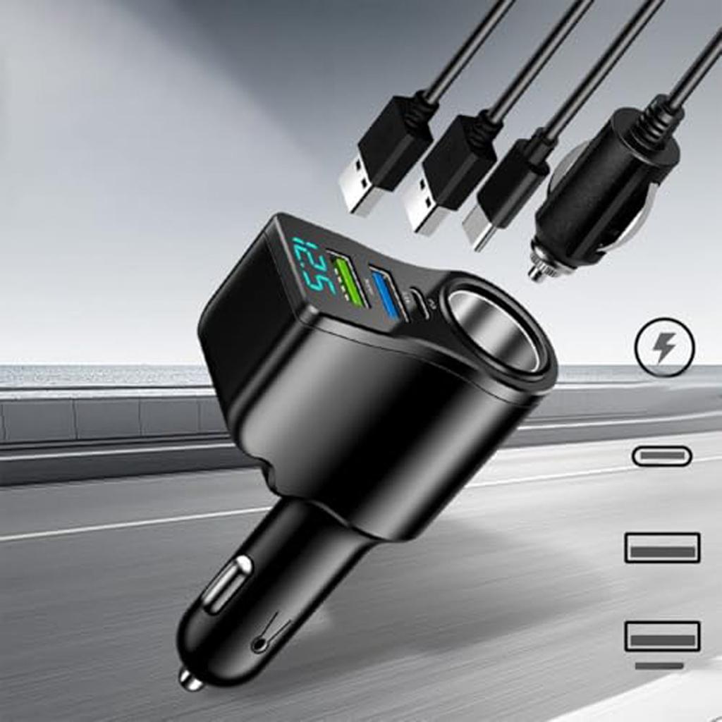 Car Charger, 1-to-2 Lighter Adapter, Multi-functional Mobile Phone Charger