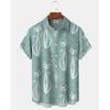 Men's Cute Cat Cartoon Geometric Print Hawaiian Shirt Short Sleeve Casual Beach Vacation Summer Button-Up Top