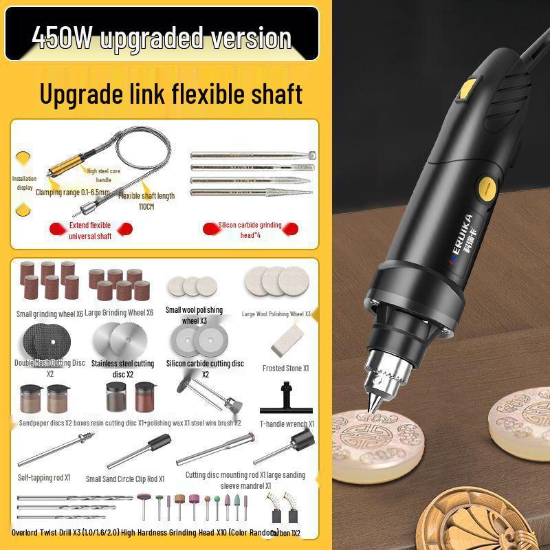 High-Power Handheld Electric Grinder for Wood Carving, Jade Polishing, Cleaning, Cutting & Engraving