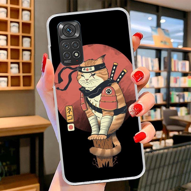 Ramen Sushi Samurai Tattoo Cat Cover Phone Case For Xiaomi Redmi Note 15 14 13 12 11 10 Pro Plus 14S 12S 11S 11T 11E 10S Soft Fu