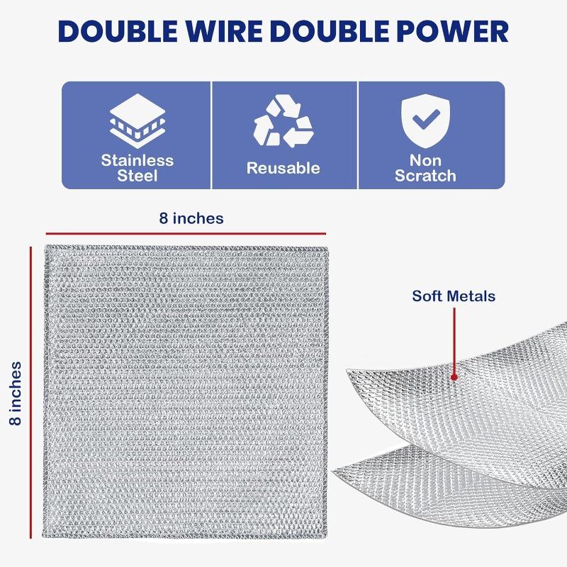 Non-Scratch Double-layer Iron Microfiber Mesh Thickened Steel Wire Cleaning Cloth Dishrag Washing Pot Rags Kitchen Towel