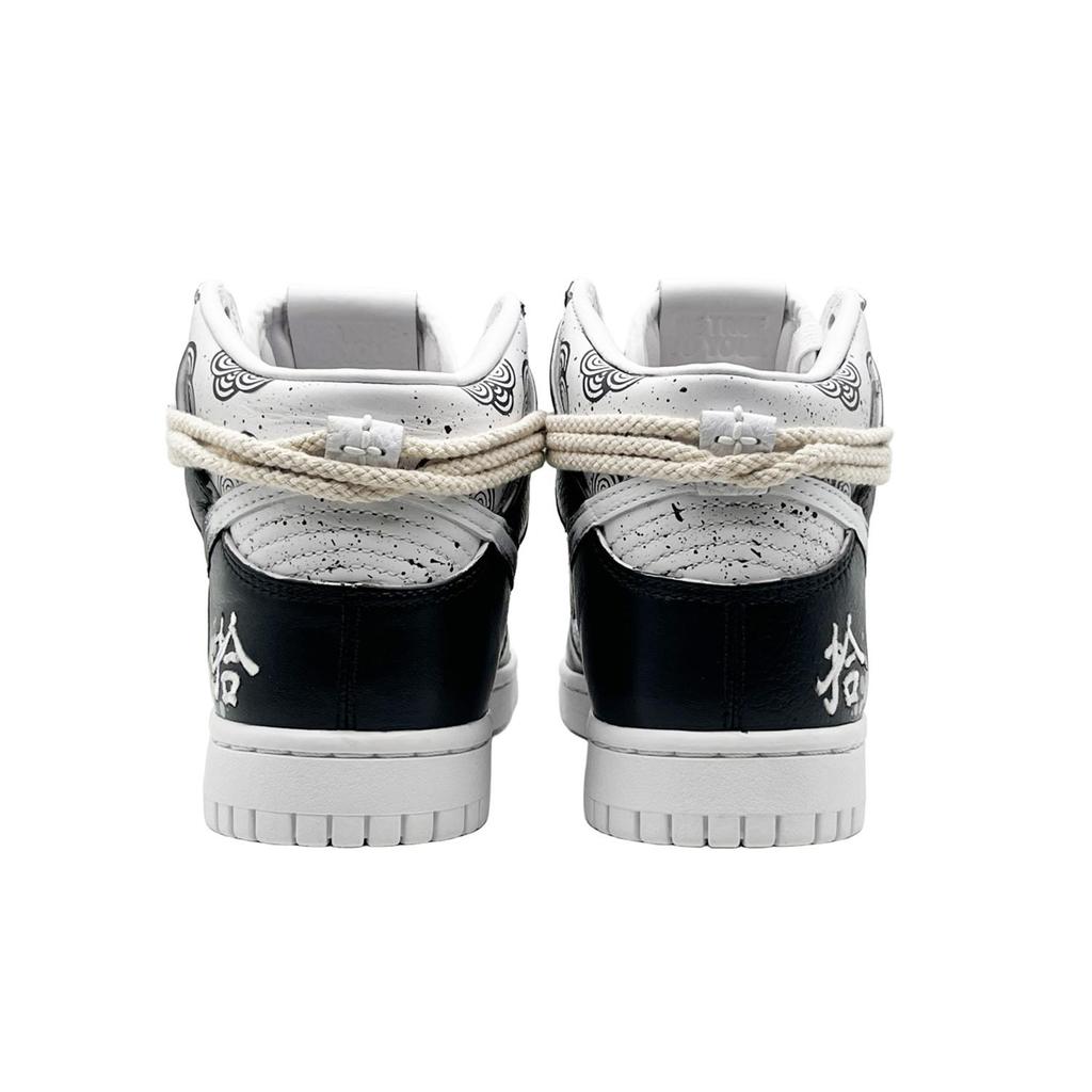 Nike Dunk High EIGHT% Bamboo Dye Slip Resistant Lightweight High top Skateboard Shoes Unisex Black White D02321-111(Team131-)