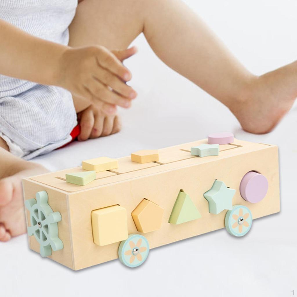 Shape Sorting Stacking Toy Educational Thought Training Learning Matching Wooden Block Car Toys