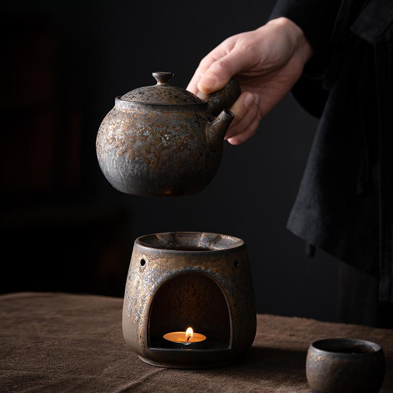Japanese Style Coarse Pottery Tea-Boiling Stove Alcohol Stove Warm Tea Teapot Warmer Antique Tea Ceremony Kung Fu Tea Set