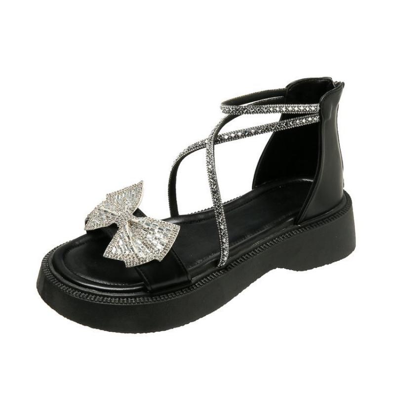 Butterfly Knot Sandals for Women's 2024 Summer New Fashion Korean Version Thick Soled Versatile Lightweight Comfort Single Shoes