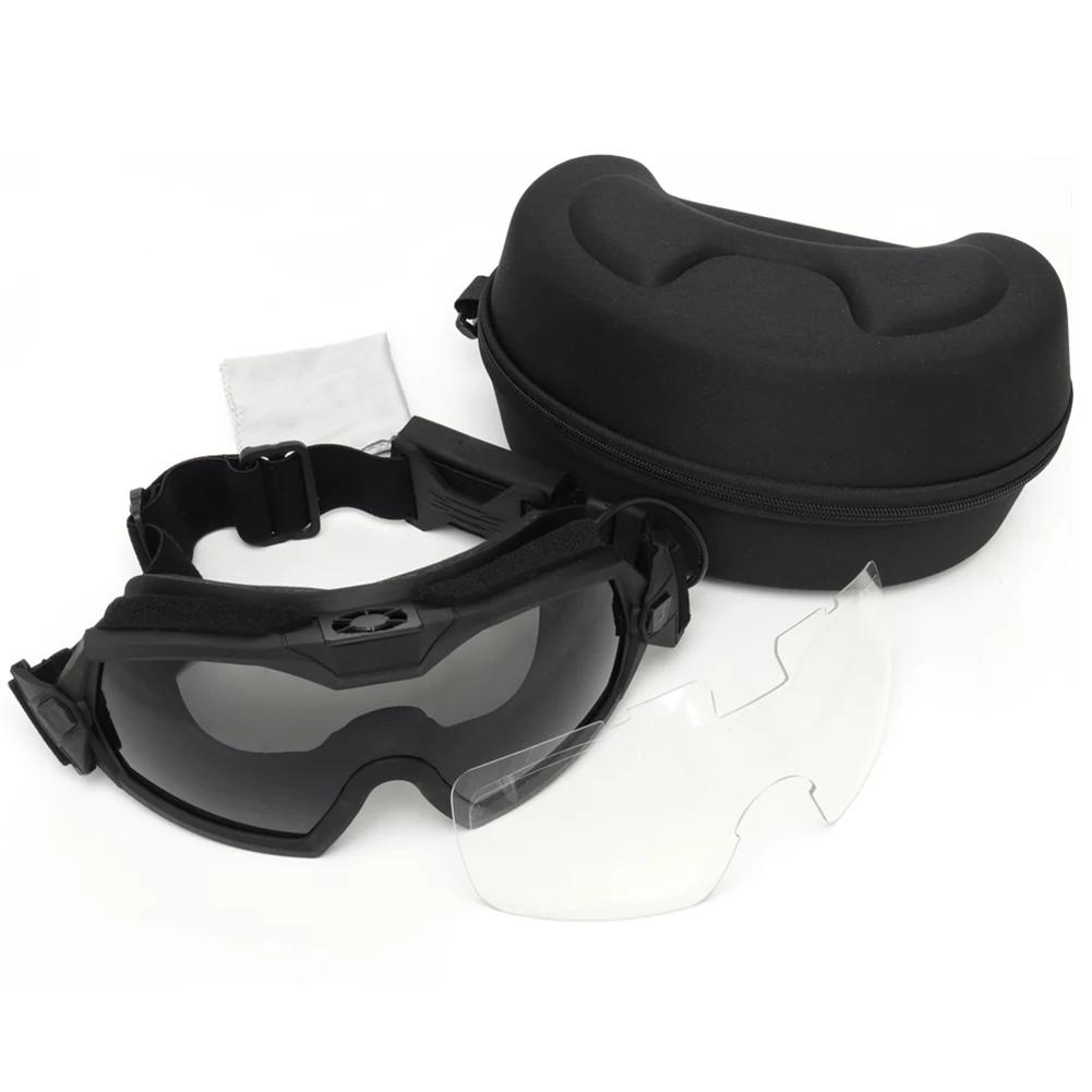 

Anti-Fog Goggles Transparent Lens Paintball Glasses with Micro Fan Scratch-resistant Eye Protection Safety Eyewear for Hunting чорний