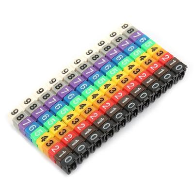 100PCS 4mm² Size Digital Number Tube Snap-fit Design Plastic Materia Wire Number Label Colorful Cable Marker