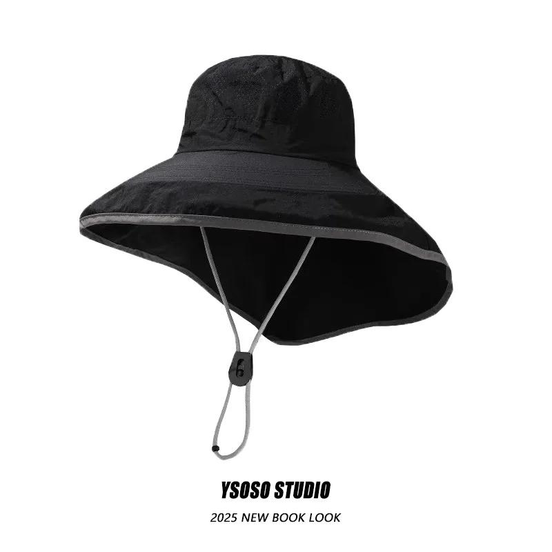 Hard Brim Windproof Big Brim Bucket Hats Cycling Hiking Sun Hat Female Summer Electric Car Uv Sun Protection Neck Fisherman Caps