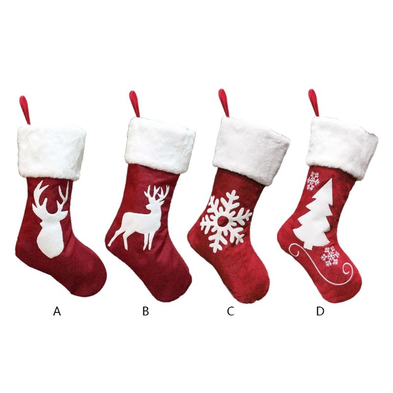 Christmas Stockings Hanging Socks Snowflake Elk Deer Tree Hanging Candy Gift Bag Xmas Tree Ornament Home Decorations
