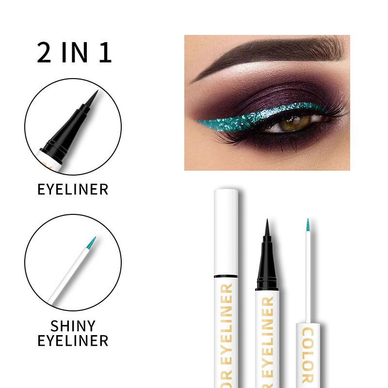 Doppelkopf-Perlglanz-Flüssigkeits-Eyeliner-Stift, schnell trocknender, wasserfester und nicht verschmierender Eyeliner