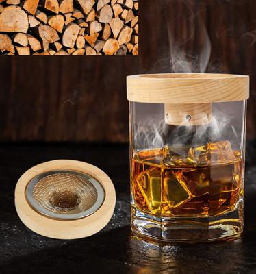 Cocktail-Räucherset aus Holz Old Fashioned Whiskey-Räuchergerät Getränkezubehör mit fruchtigen Holzchips Küche Bar Cocktailzubehör