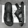 2024 Summer Men's Genuine Leather Two-Way Casual Beach Sandals Soft Cowhide