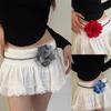 Women Braided Waist Belt Bohemian Style Waist Rope with Flower Decors Decorative Teens Girl Dress Shirt Waist Belt