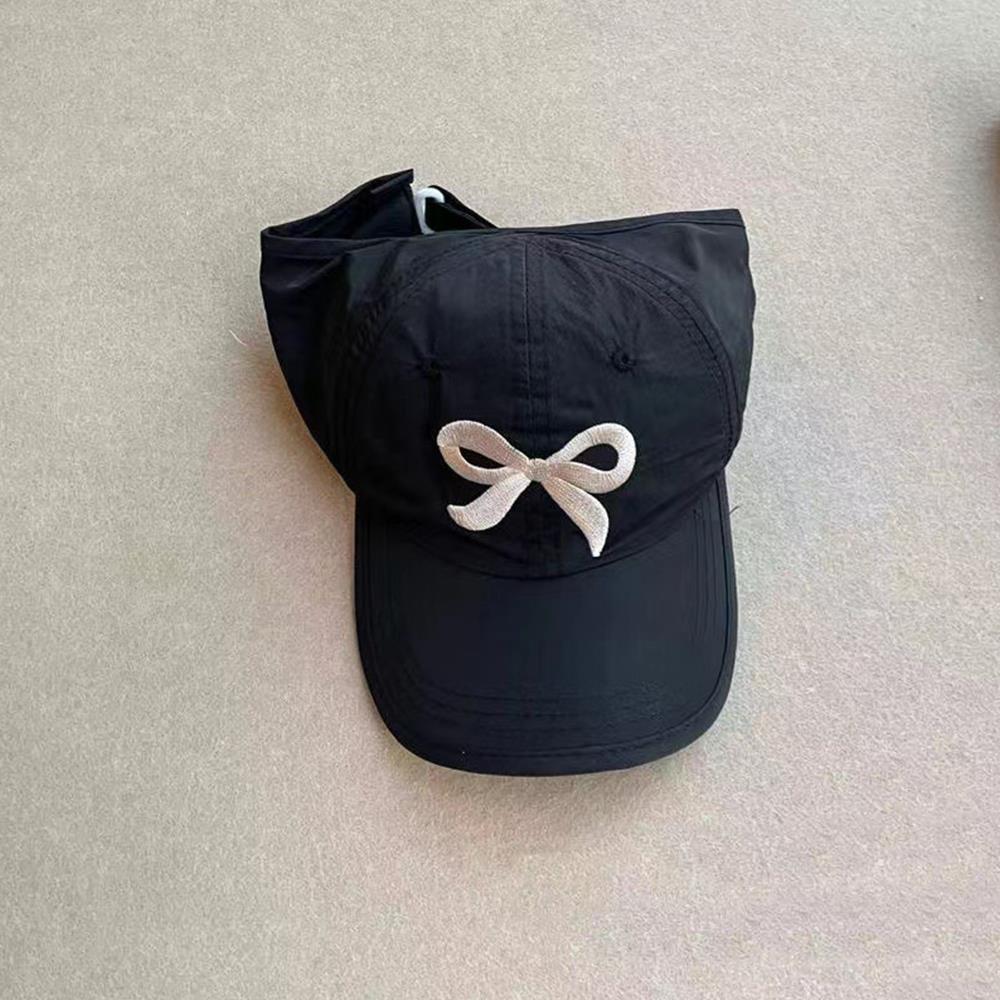 Summer Kids Quick-dry Baseball Caps Girls Bow Embroidery Semi-hollow Top Sun Hat Korean Fashion Sports Adjustable Sunscreen Cap