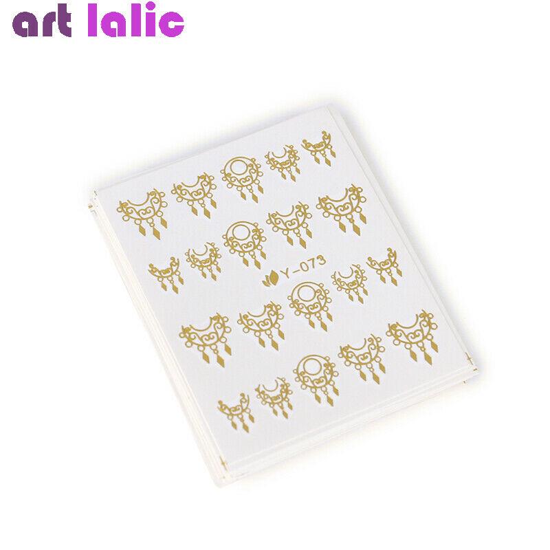 30 Sheets Gold Sliver Nail Art Water Transfer Stickers Necklace Butterfly Decals