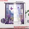 Purple Butterfly Curtains Digital Printing Pattern Outdoor View Effect Bedroom Living Room Decor Curtain Set Of 2 Elegant Made Polyester Washable Area