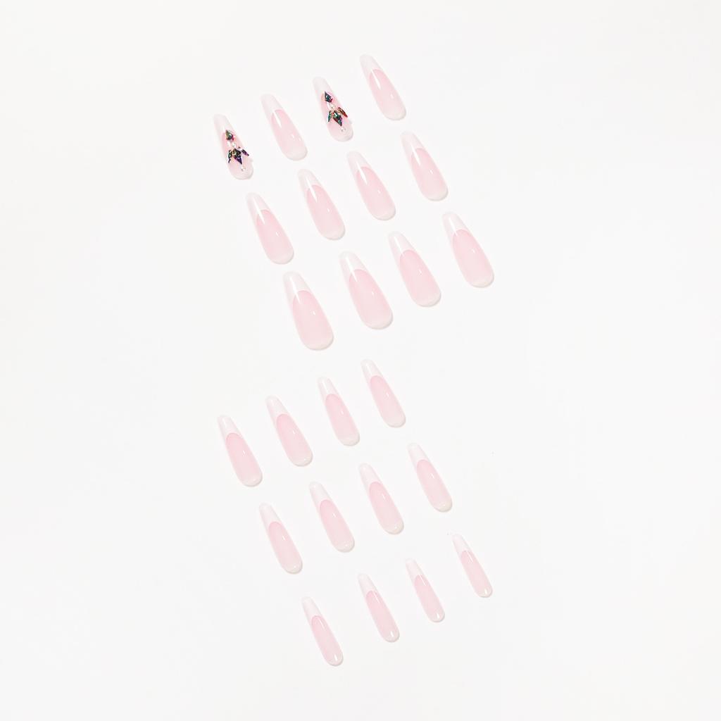 White French colored diamond false nail wearing nail art finished fake nail nail patch fake nail