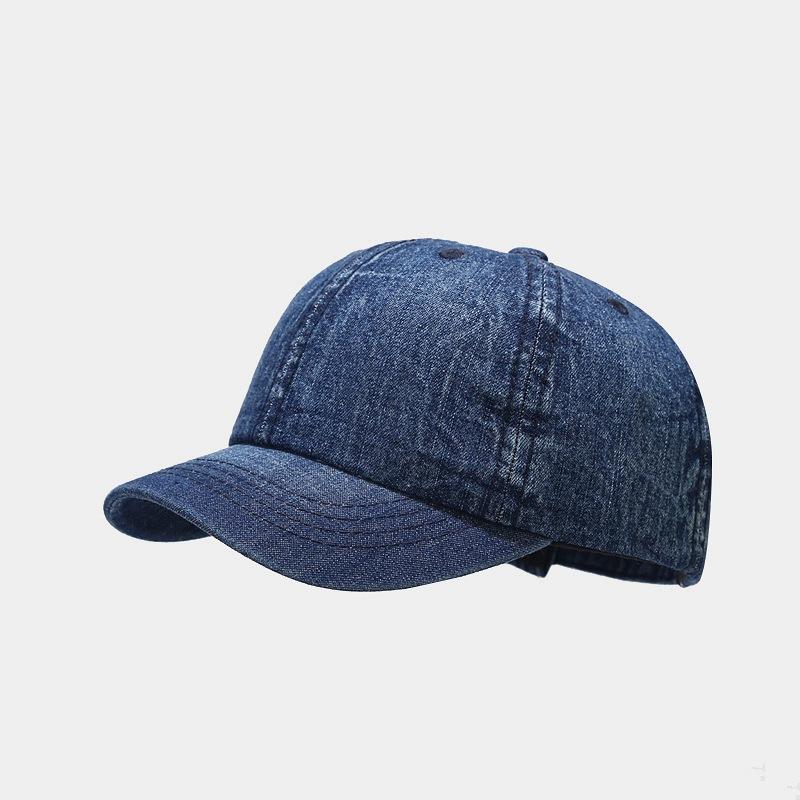 European and American new washed denim short brim cap women's trendy British retro versatile baseball cap men's sun hat