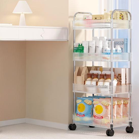 4 Mobile Kapazität Lagerregal mit Schicht Krimskrams Organizer Transparentes Badezimmer