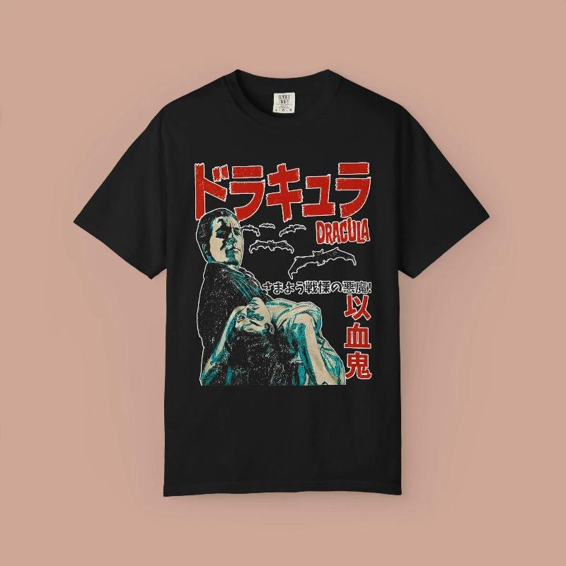 Retro Dracula Japanese Horror Tshirt Unisexs Tshirt Summer New Y2k Street Suitable For Both Unisex And Unisex
