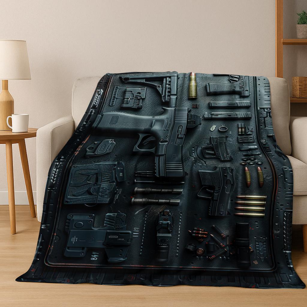 Wood Metal Gun Case Box Military Equipment Flannel Blanket,Cozy Soft Throw Blanket for Home Bedroom Bed Sofa Picnic Cover Gift