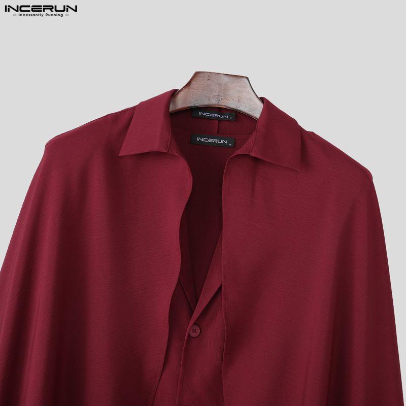 INCERUN Zweiteiliger Herren Reverskragen Langarm Umhang Blazer Lange Anzughose Outfits