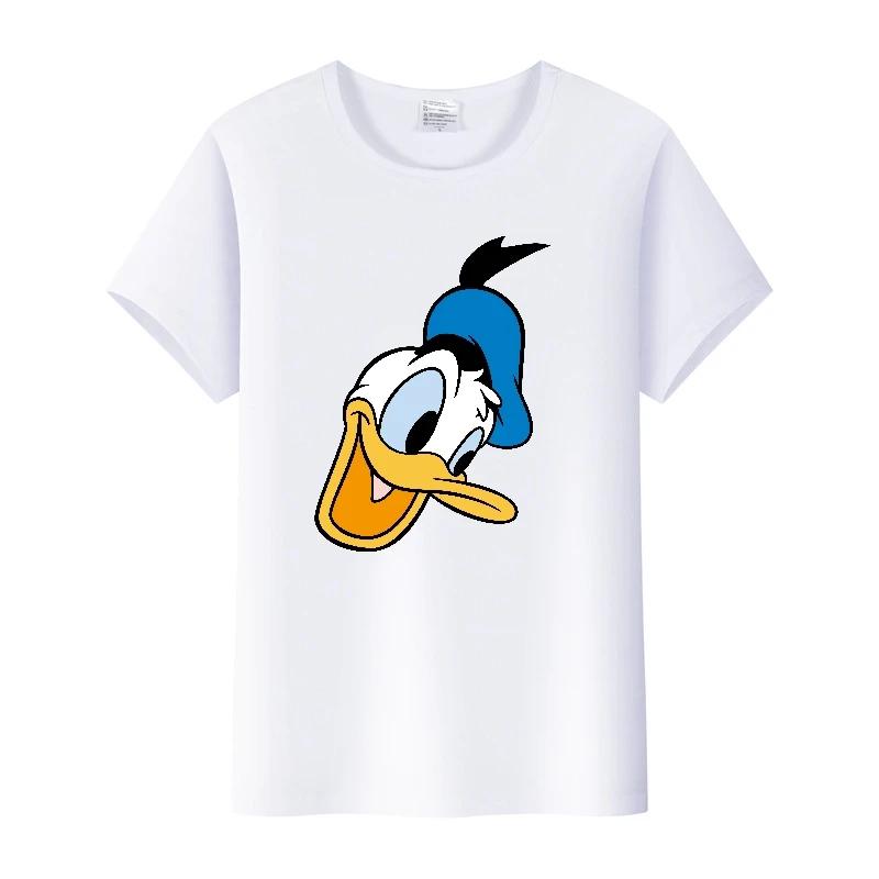 Kawaii Donald Duck Plus Size Tee Ladies Graphic Clothes Summer Women Short Sleeve T-shirt Disney Cartoon Men Tshirt Female Tops