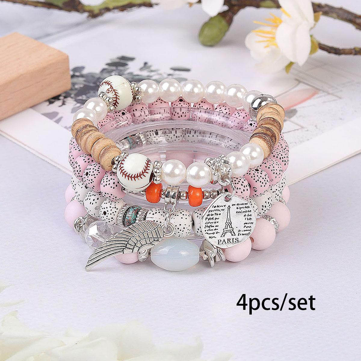 JYL TS Bracelet Bohemian Couple  Wave Style Strengthens Bond And Flow Pink