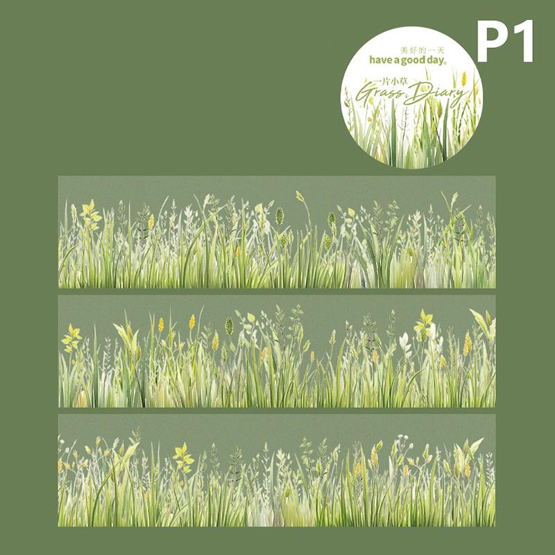 

2M/Roll Милая зеленая трава Цветы Pet Лента Бумага Журналирование Клейкая лента Маскировка Diy Скрапбукинг Дневник Эстетическая Канцелярия