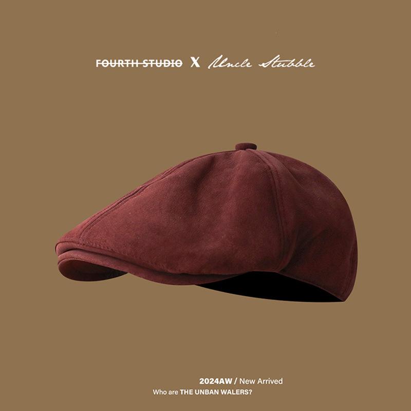 Retro Old Suede Forward Hat Men's and Women's Season Literary British Newsboy Hat Fashion Casual Beret