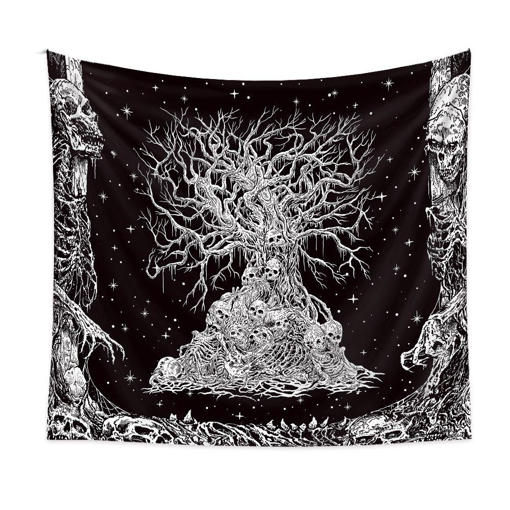 Psychedelic Black Skeleton Tapestry Gothic Wall Rug Wall Hanging Blanket  Home Decoration