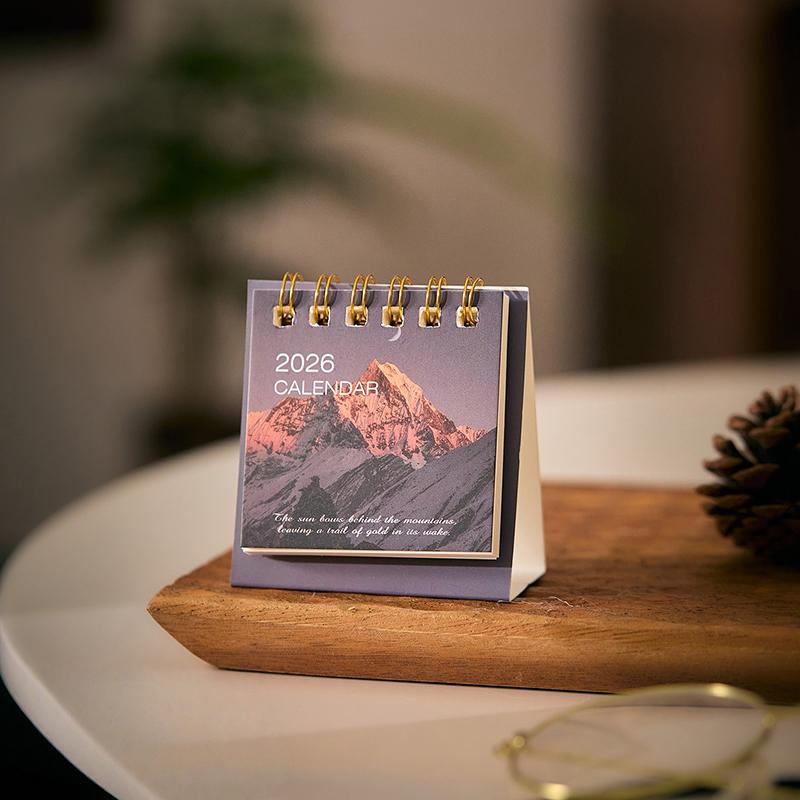 2026 Mini Calendar Office School Supplies Creative Retro Scenery Cover Calendar Planner Desk Accessories Decoration Gift