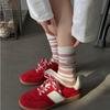 Female Spring and Autumn Pure Cotton Lovely Assorted Stripe Boneless In The Tube Pile Socks