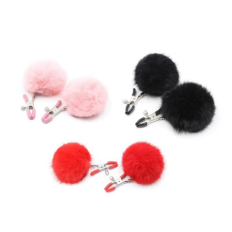 1 Pair Bondage Bowknot Small Bell Nipple Clamps Exotic Accessories Sexy Metal Breast Stimulation Hairball Sex Toys For Women