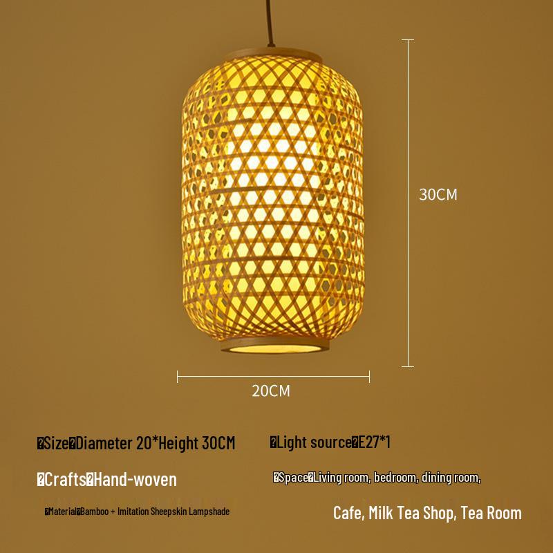 Bamboo Rattan Pendant Lamp: New Chinese & Japanese Style Zen Lighting for Tea Room & Dining, Antique Lantern Design.