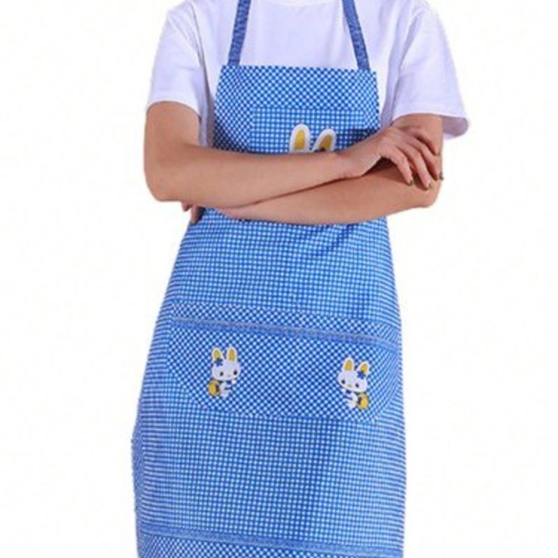 Checkered Bunny Apron - Brown Cartoon Pattern Kitchen Apron, Lightweight Breathable Sweat-Absorbent  Suitable for Baking BBQ Cleaning Housework