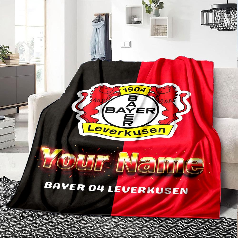 1pc Personalized Name Bayer Leverkusen Blanket, Gift, for Men and Women, Soft Blanket, Good for Sofa Bed Couch Travel, Lightweight Flannel Blanket