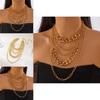 Collier Punk Géométrique Superposé Avec Chaîne Surdimensionnée Pour Femmes Et Hommes