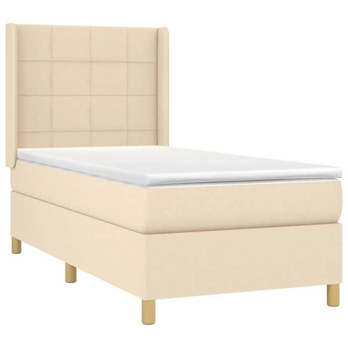 Maison Exclusive - Sommier à lattes de lit matelas et LED Crème 90x190 cm Tissu