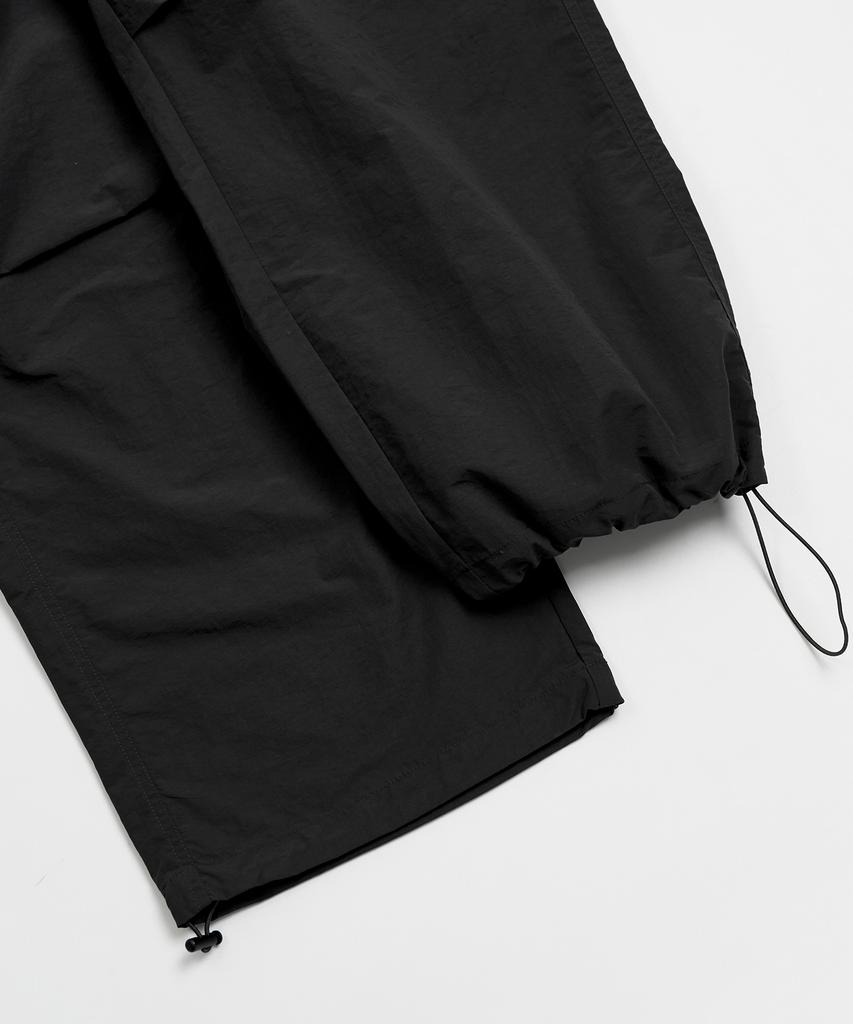 TOFFEE Utility Wide Parachute Pants (Black)