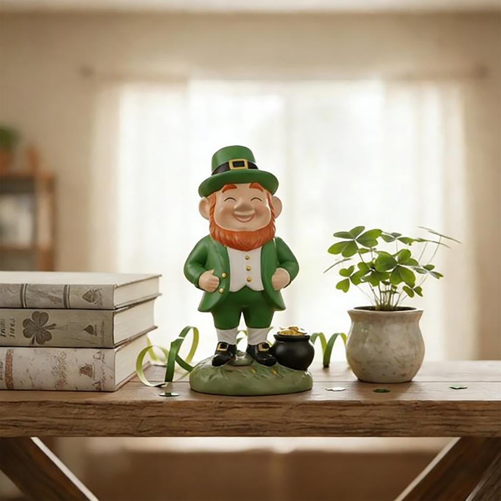 Costeam Leprechaun Figurine Decorative Ornament,Festive Craft For St Patrick’s Day Home Decor And Holiday Display