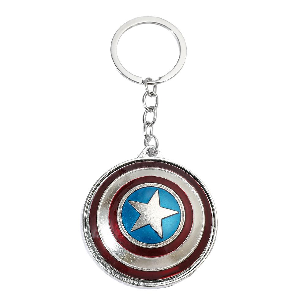 Creative Captain America Shield Keychain Rotating Dripping Shield Avengers Keyrings Popular Accessories Pendant