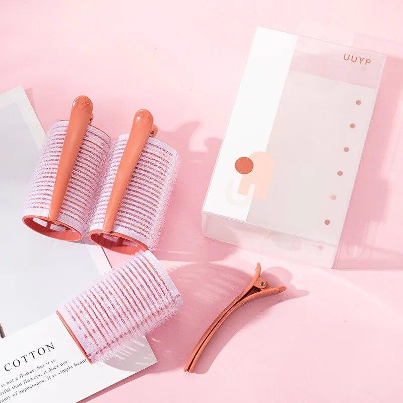 3 Stück Lockenwickler mit selbsthaftendem Griff, Lockenwickler ohne Hitze, keine Hitze, für Volumen im Ponybereich, selbstklebende Klett-DIY-Styling-Tools