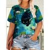 Fashion Women's Crew Neck Short Sleeve 3D Casual Color Printing Casual Short Sleeve Crew Neck T-Shirt
