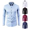 Men Dress Shirt Button Down Long Sleeve Shirt Lapels Rhinestones Slim Fit Formal Shirt for Business Wedding Party Prom Wear